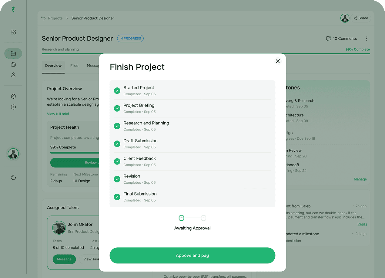 Growwr milestone approval and payment flow