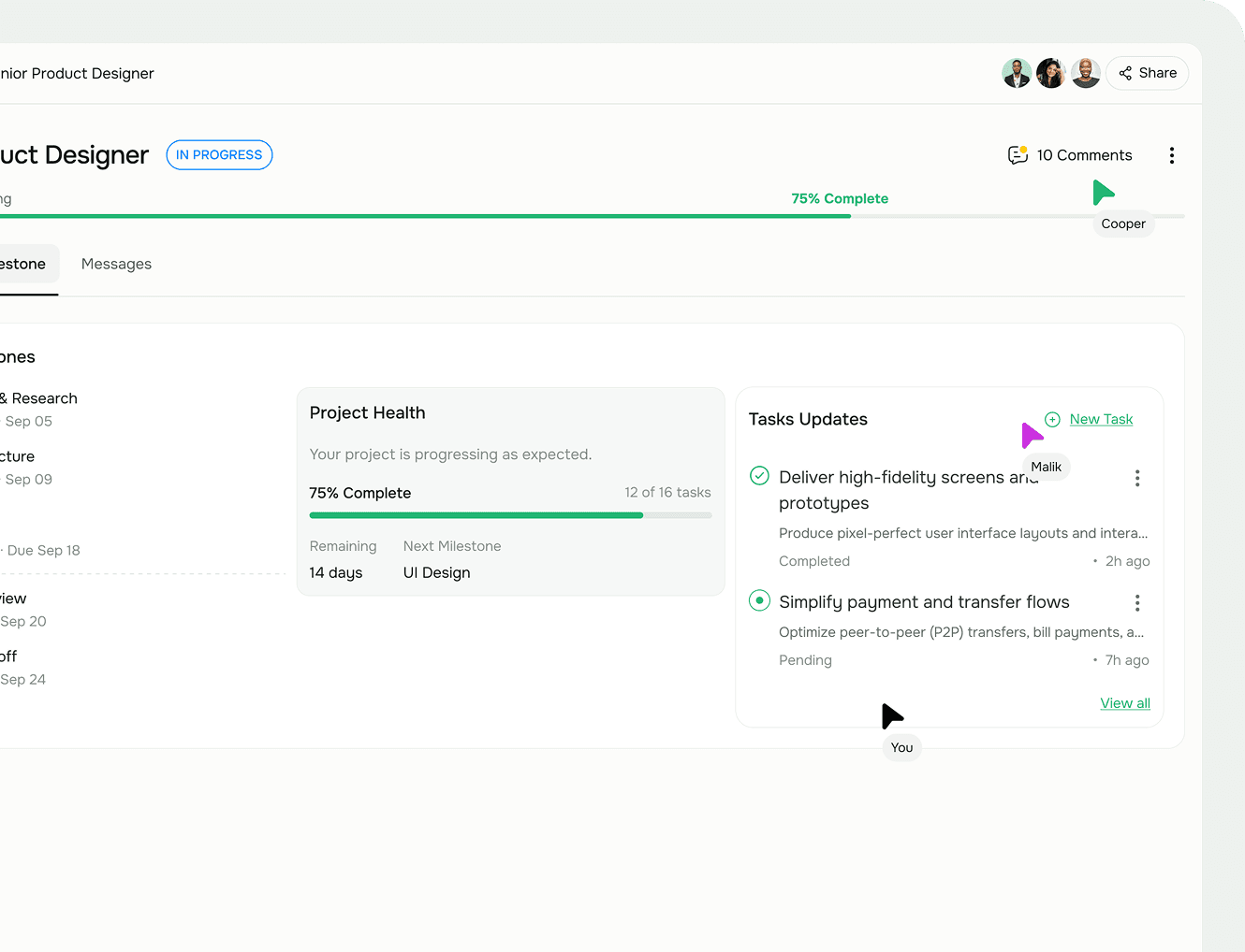Growwr collaboration and stakeholder updates view